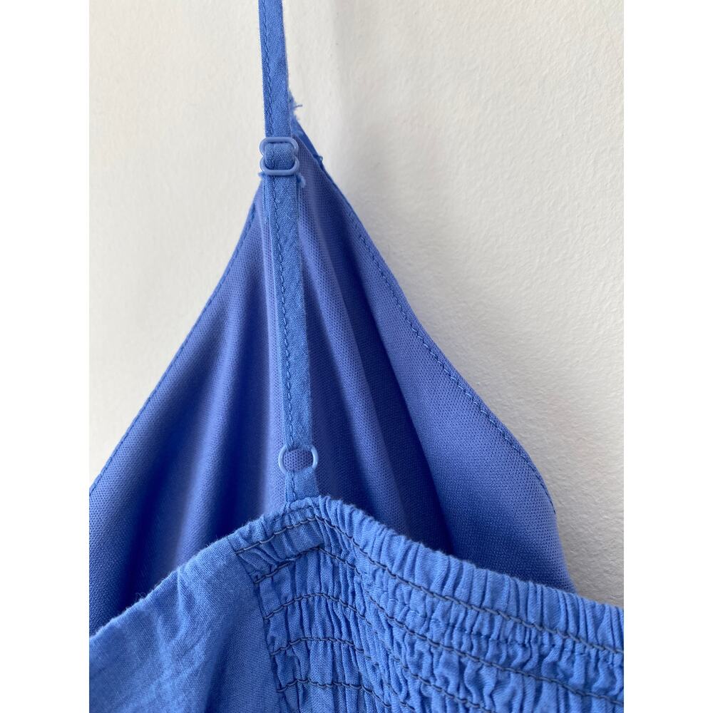 Babydoll Blue Cotton Eyelet Smocked Tank Top Size XL Fairy Cottagecore Y2K Pinup - Picture 5 of 10